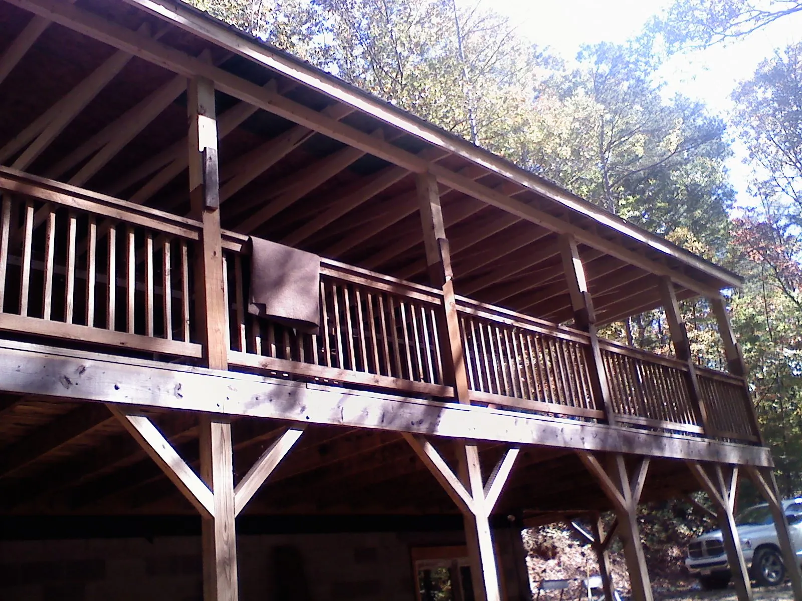 Timber framing under a new elevated porch and deck — Roof Leak Repair in Blakely by Roofing Brothers